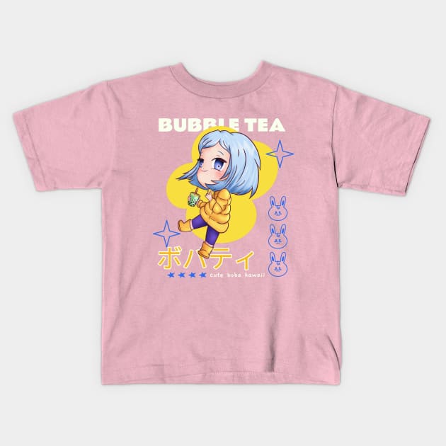 Kawaii Bubble Tea Boba Cute Anime Girl Kids T-Shirt by Tip Top Tee's